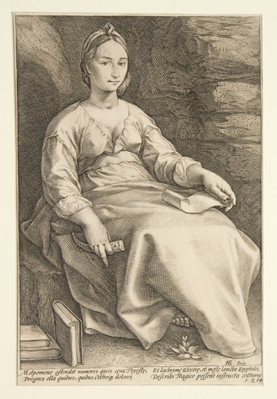 9人のミューズ: メルポメネー、全9作品中3位 作： Hendrick Goltzius