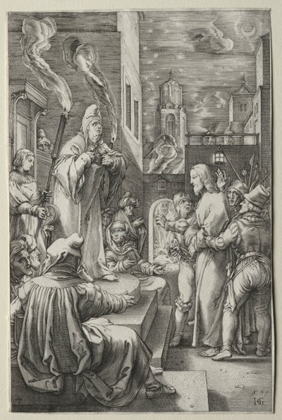 情熱：カイアファの前のキリスト 作： Hendrick Goltzius