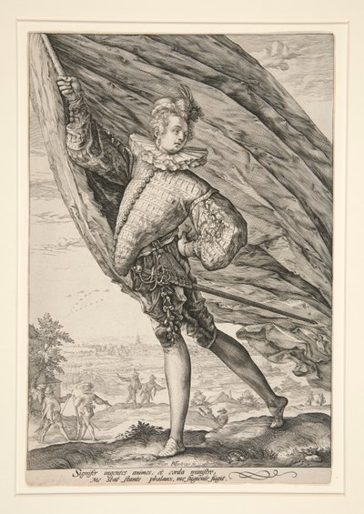 左を向いた旗手 作： Hendrick Goltzius