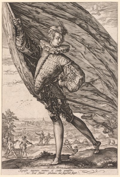 左に曲がった旗手 作： Hendrick Goltzius