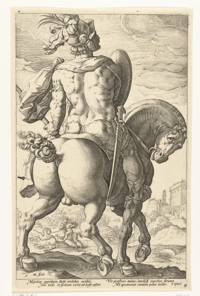 馬に乗ったタイタス・マンリウス ローマの英雄 (シリーズタイトル) 作： Hendrick Goltzius