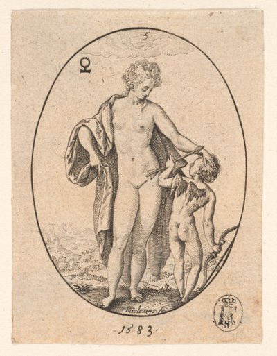 ヴィーナスとキューピッド 作： Hendrick Goltzius