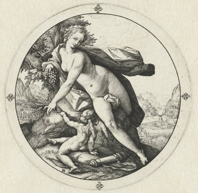 ヴィーナスとキューピッド ケレスとバッカスなしでフリーズする金星 (オブジェクトのタイトル) 作： Hendrick Goltzius