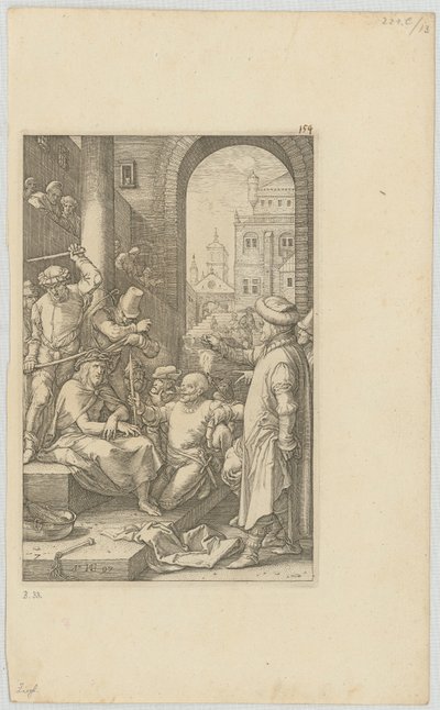 『キリストの嘲笑』、「受難」シリーズの第7枚 作： Hendrick Goltzius