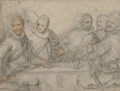 将校5人、砲手の食事の勉強だ。 作： Hendrick Goltzius