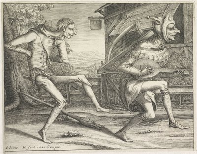 2 つの踊る愚か者 愚か者（シリーズタイトル） 作： Hendrick Hondius (I)