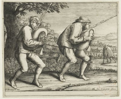 バグパイプ奏者 2 人 モレンベーク巡礼（連載タイトル） 作： Hendrick Hondius (I)