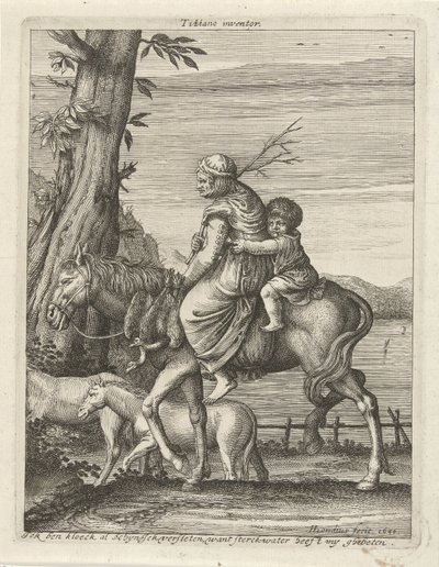 馬に乗った女性と子供 作： Hendrick Hondius (I)