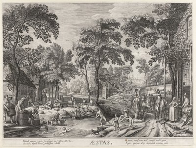 夏、湖畔の会社 Aestas (オブジェクトのタイトル) 四季 (シリーズタイトル) 作： Hendrick Hondius (I)