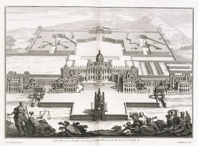 ヨークシャーのキャッスルハワード、「Vitruvius Britannicus」、または「英国の建築家、英国の公的および私的の両方の通常の建物の計画、立面図、およびセクションを含む」、Colin Campbell 作： Hendrick Hulsberg