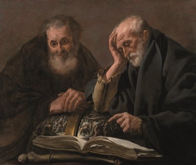 デモクリトスとヘラクレイトス、c。 1619-20（キャンバスに油彩） 作： Hendrick Jansz Terbrugghen