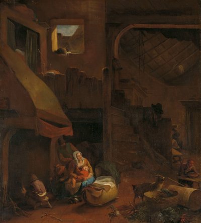 農民の小屋の内部 作： Hendrick Mommers