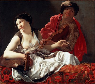 コンサート」または「オーイのアレゴリー」 ヘンドリック・テルブルッヘン(Ter Brugghen) (1588-1629) の絵画 1629年 薄さ90x127 cm Galleria Borghese ローマ 作： Hendrick ter Brugghen