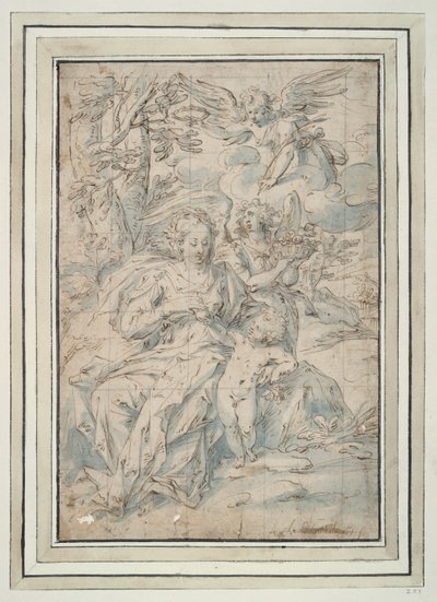 二人の天使を持つ聖母子 作： Hendrick de Clerck