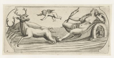 弓と矢を持つダイアナ Nouveau Livre des Dieux et Deeßes De la Marine Bouckje of Sea Gods and Goddesses (シリーズ タイトル) 作： Hendrick de Keyser (I)
