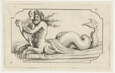 ハープを弾くトリトン Nouveau Livre des Dieux et Deeßes De la Marine Bouckje of Sea Gods and Goddesses (シリーズ タイトル) 作： Hendrick de Keyser (I)