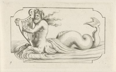 ハープを弾くトリトン Nouveau Livre des Dieux et Deeßes De la Marine Bouckje of Sea Gods and Goddesses (シリーズ タイトル) 作： Hendrick de Keyser (I)
