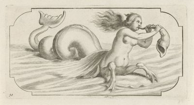 甲羅を吹く女性像 Nouveau Livre des Dieux et Deeßes De la Marine Bouckje of Sea Gods and Goddesses (シリーズ タイトル) 作： Hendrick de Keyser (I)
