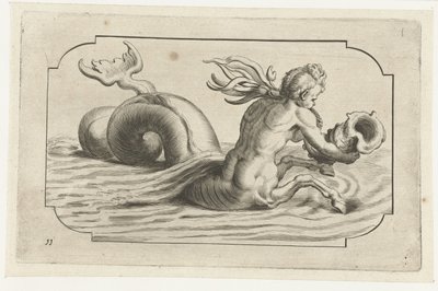 上半身がオスのタツノオトシゴ Nouveau Livre des Dieux et Deeßes De la Marine Bouckje of Sea Gods and Goddesses (シリーズ タイトル) 作： Hendrick de Keyser (I)