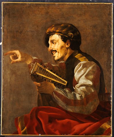 座っているルタニスト 作： Hendrick ter Brugghen