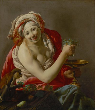 猿とバッカンテ 作： Hendrick ter Brugghen