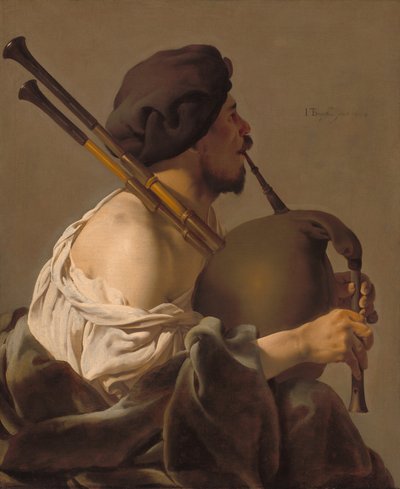 バグパイプ奏者、1624年。 作： Hendrick ter Brugghen