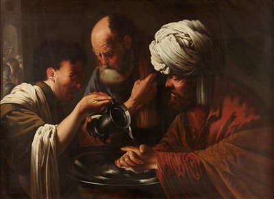 手を洗うピラト、1615-1628年頃 作： Hendrick ter Brugghen