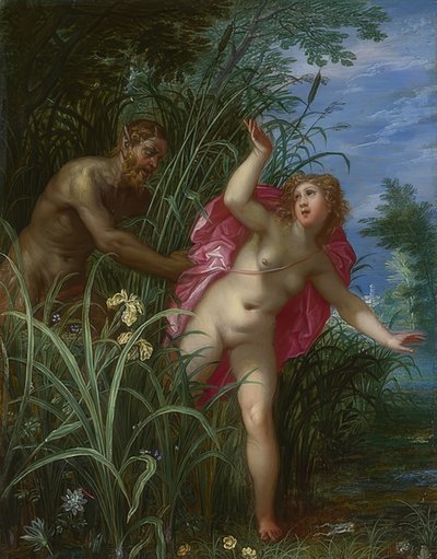 パンはニンフSyrinxを追跡します。おそらく1615年以降 作： Hendrick van Balen