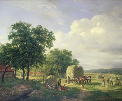 ヘイメイカーズのいる森の風景、1822 作： Hendrick van de Sande Bakhuyzen