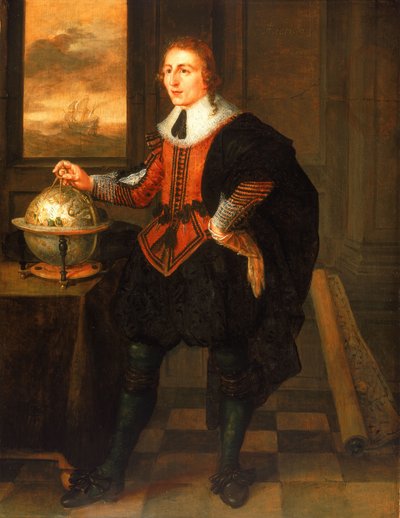 地球儀と仕切りが付いたナビゲーター 作： Hendrick van der the Elder Borcht