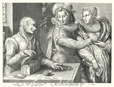 富よりも美を愛することを選んだ青年（エングレービング 作： Hendrik (after) Goltzius