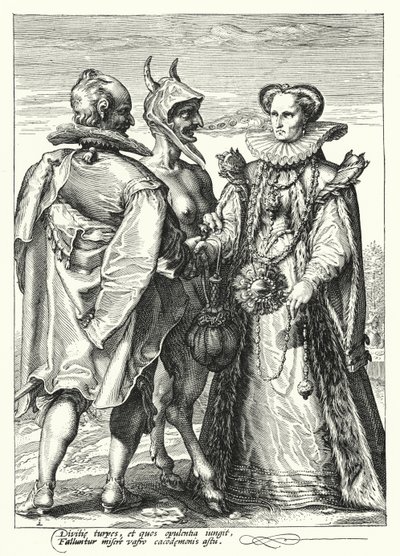 サタンが執り行う富裕層向けの結婚（刻印 作： Hendrik (after) Goltzius