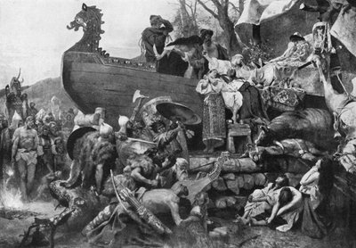ヴァランジの酋長の埋葬（リトグラフ 作： Hendrik (after) Siemiradzki