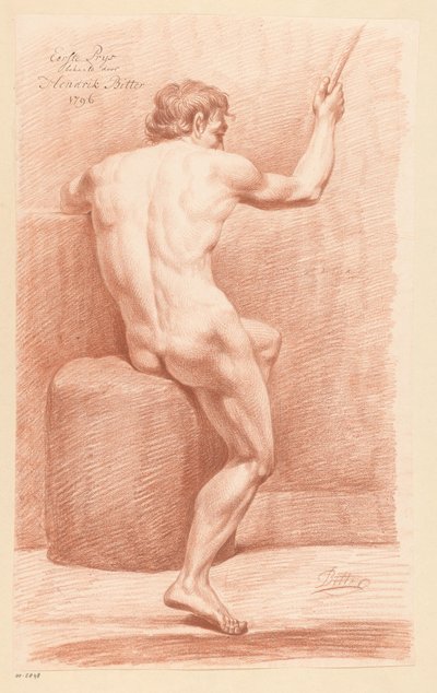 後ろから見た裸の男性の着席 (一等賞 1796) 作： Hendrik Bitter