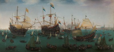 第二次東インド遠征のアムステルダムへの帰還 1599 年 7 月 19 日、第 2 次東インド遠征のアムステルダムへの帰還 作： Hendrick Cornelisz. Vroom
