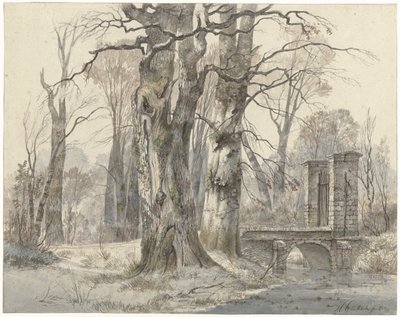 木々の間の門のある冬景色 作： Hendrik Gerrit ten Cate