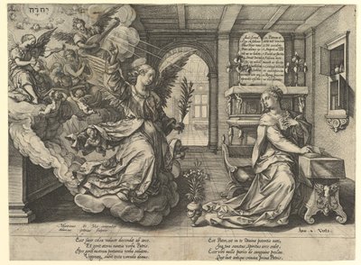 受胎告知、1594。 作： Hendrik Goltzius