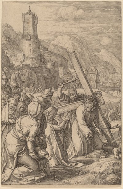 十字架を背負うキリスト 作： Hendrik Goltzius