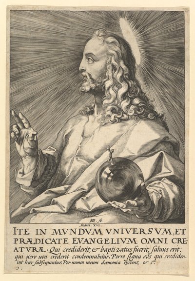 キリスト、キリスト、使徒、聖パウロの信条、ca。 1589。 作： Hendrik Goltzius