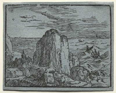 4つの風景のセットから：No.4-海岸の崖。 作： Hendrik Goltzius