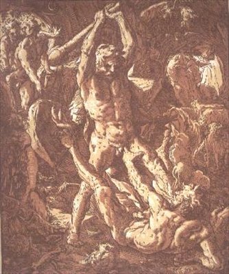 カークスを殺すヘラクレス (エッチング) 作： Hendrik Goltzius