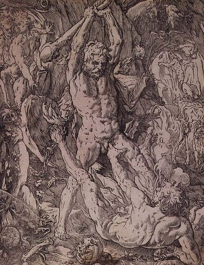 ヘラクレスとカクシス 作： Hendrik Goltzius