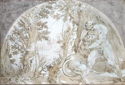 ヘラクレスとネメアのライオン 作： Hendrik Goltzius