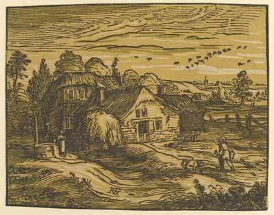 コテージのある風景、ca。 1597-98。 作： Hendrik Goltzius