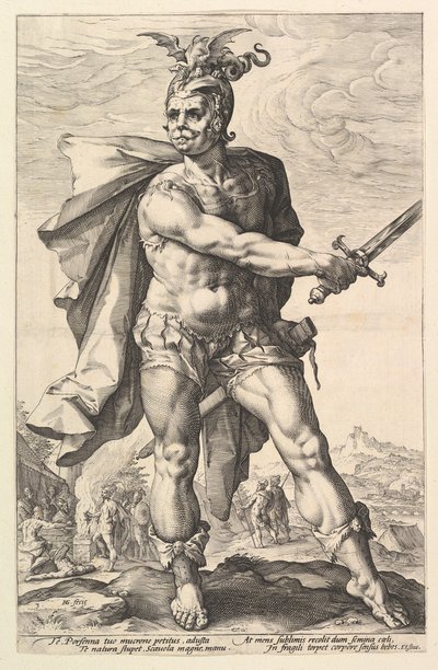 Scaevola、シリーズ「ローマの英雄」、1586年。 作： Hendrik Goltzius