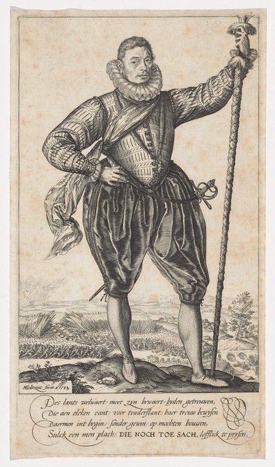 パイクベアラー、右向き、1583 作： Hendrik Goltzius