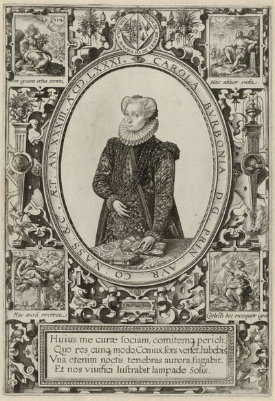 シャルロット・ド・ブルボンの肖像、1581 作： Hendrik Goltzius