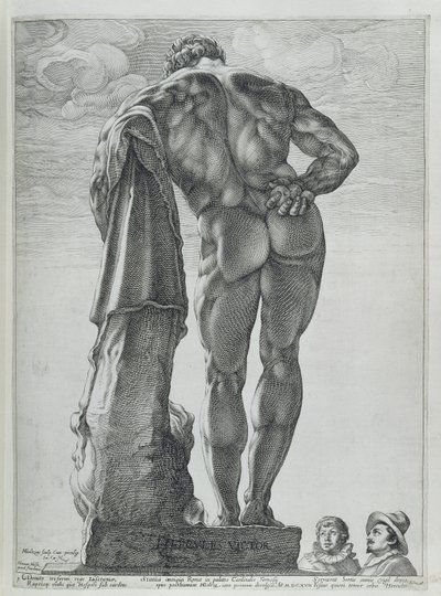 ファルネーゼのヘラクレスの背面図（銅の彫刻） 作： Hendrik Goltzius