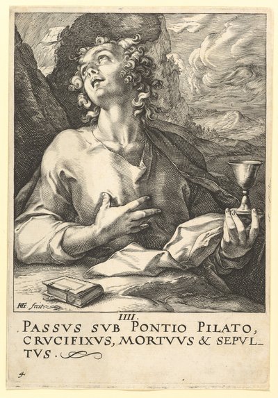 聖ヨハネ、キリスト、使徒、聖パウロの信条、ca。 1589。 作： Hendrik Goltzius