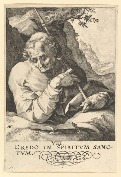 聖マタイ、キリスト、使徒、聖パウロの信条、ca。 1589。 作： Hendrik Goltzius